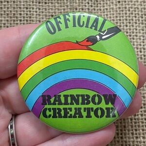 Vintage Official Rainbow Creator Round Button Pinback 2 1/4 Inch LGBTQ Pride Fun
